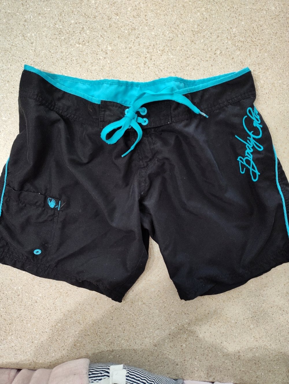 Black Swim Shorts with Teal Trim Juniors Body Glove